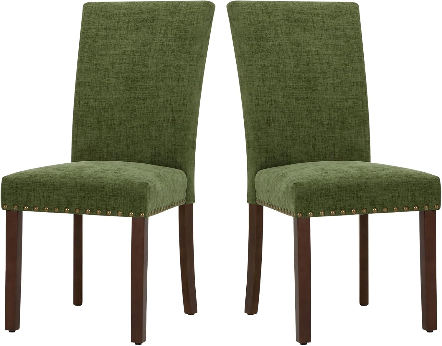 COLAMY Upholstered Parsons Dining Chairs Set of 2 in Green