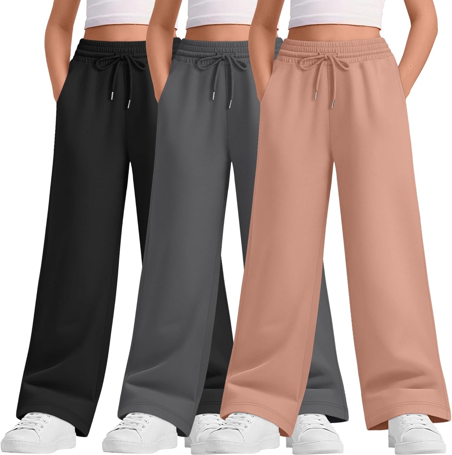 Teen Girls Wide Leg Sweatpants with Pockets for Active Days