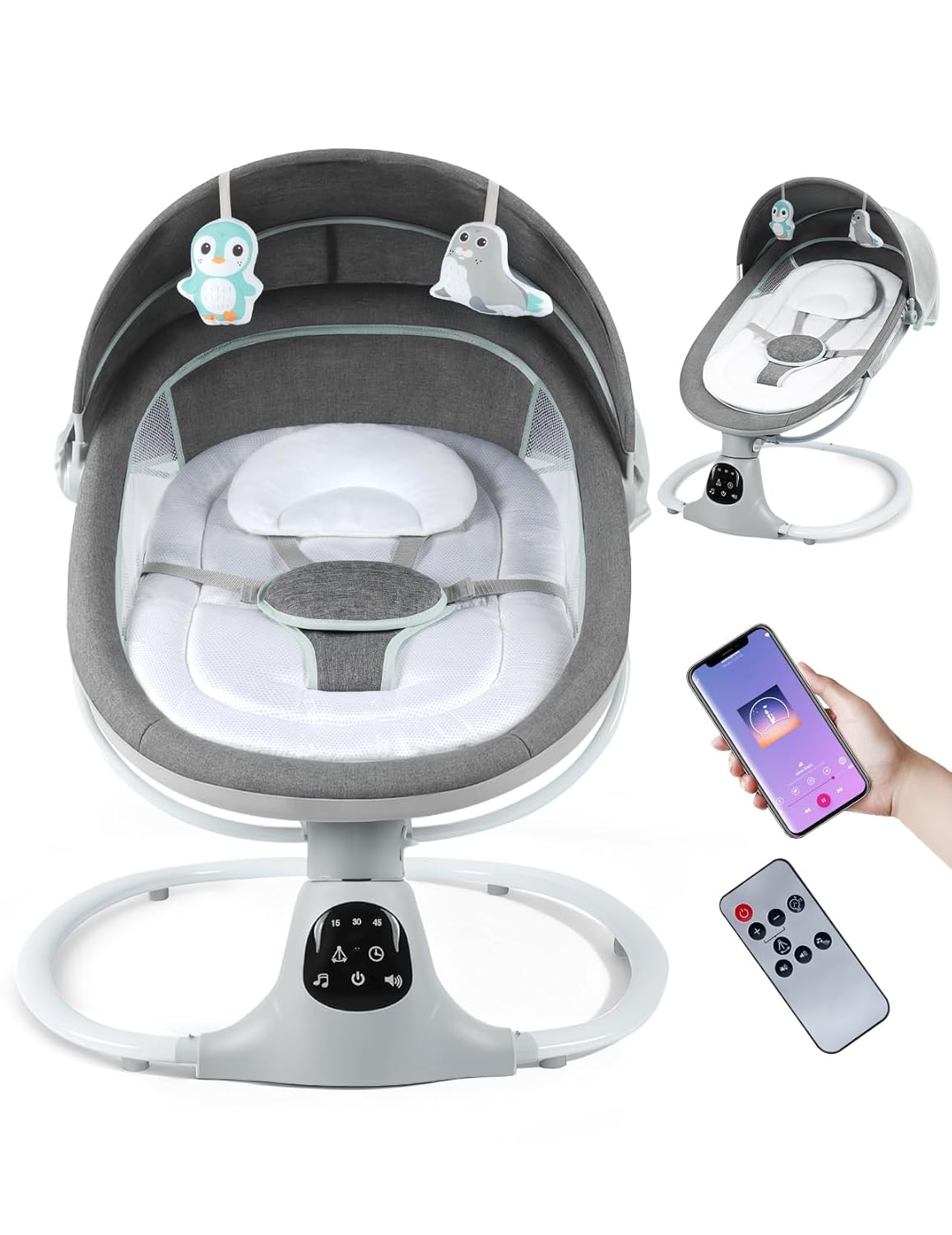Electric Baby Swing for Infants with Bluetooth and Lullabies