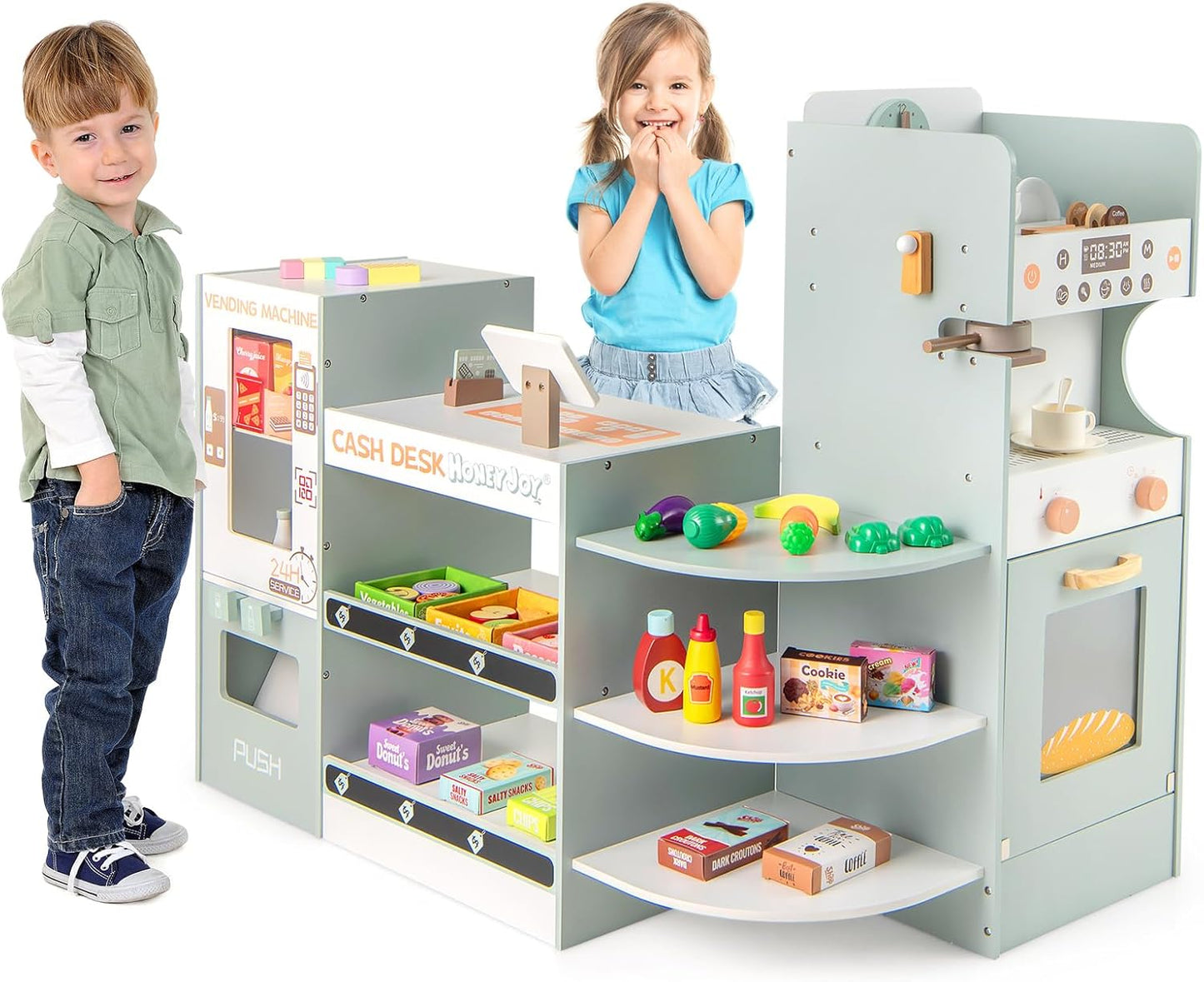 Kids Grocery Store Playset with Vending Machine & Cash Register