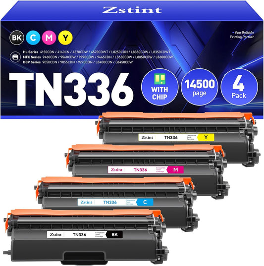 High Yield TN336 Toner Cartridge 4-Pack for Brother Printers
