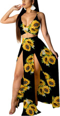 Chiffon Bohemian Floral 2-Piece Maxi Dress Set - Beach & Party