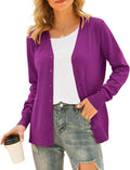 VIISHOW Women's V Neck Button Down Knit Cardigan - Lightweight