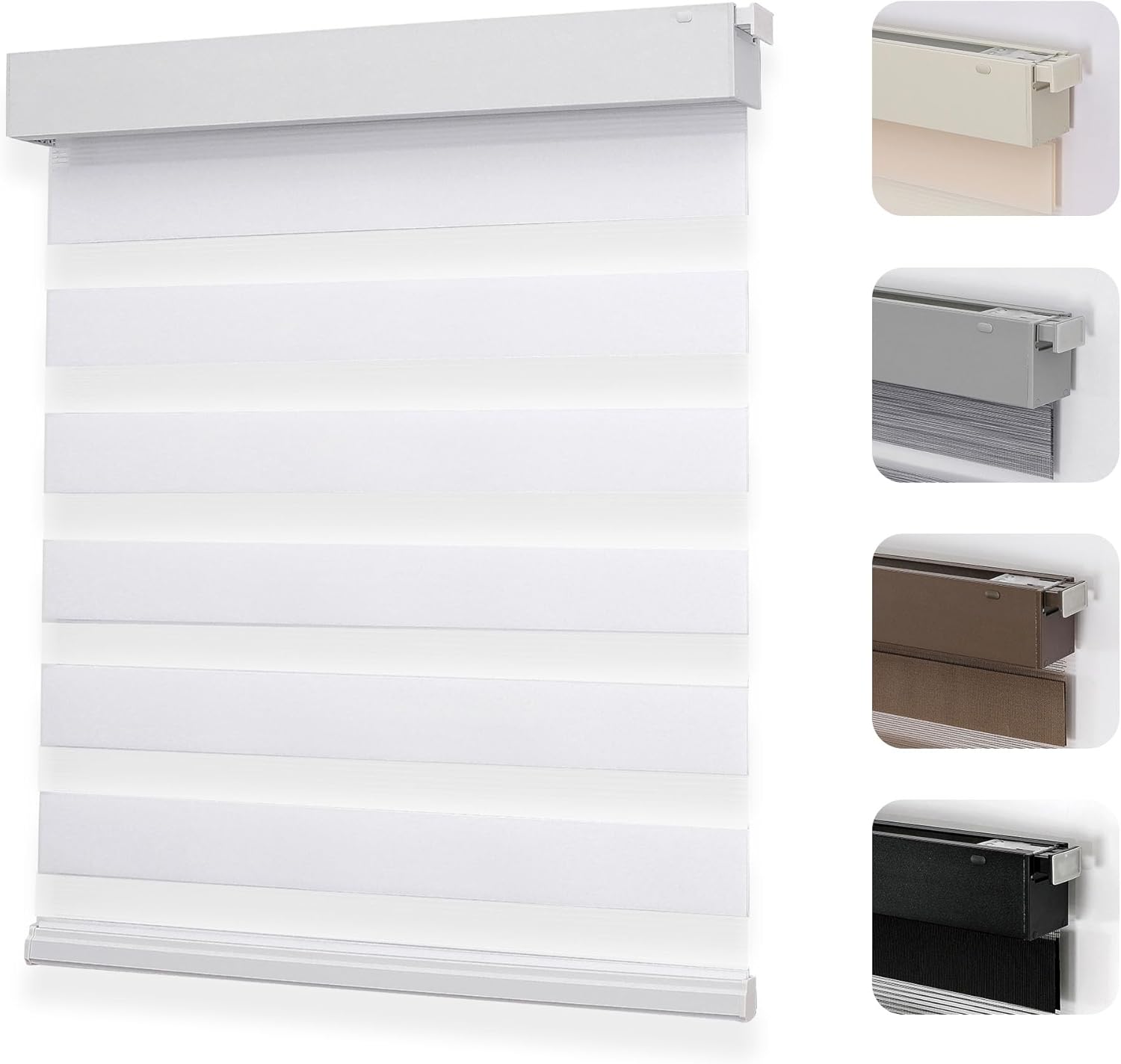 Joydeco No Drill Zebra Blinds for Windows - Cordless Day & Night