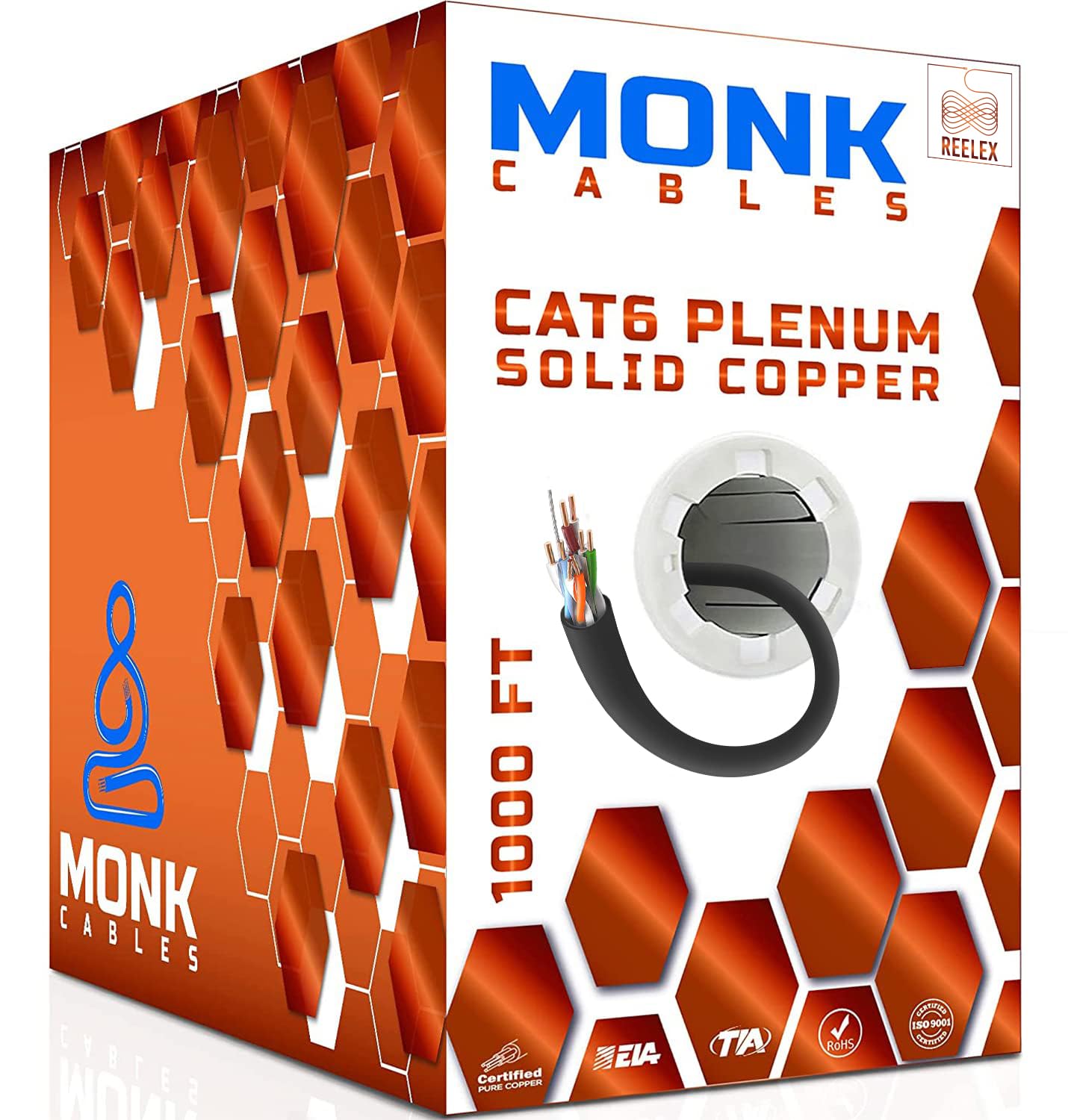 CAT6 Plenum Cable 1000ft - 100% Pure Copper for Ultimate Performance