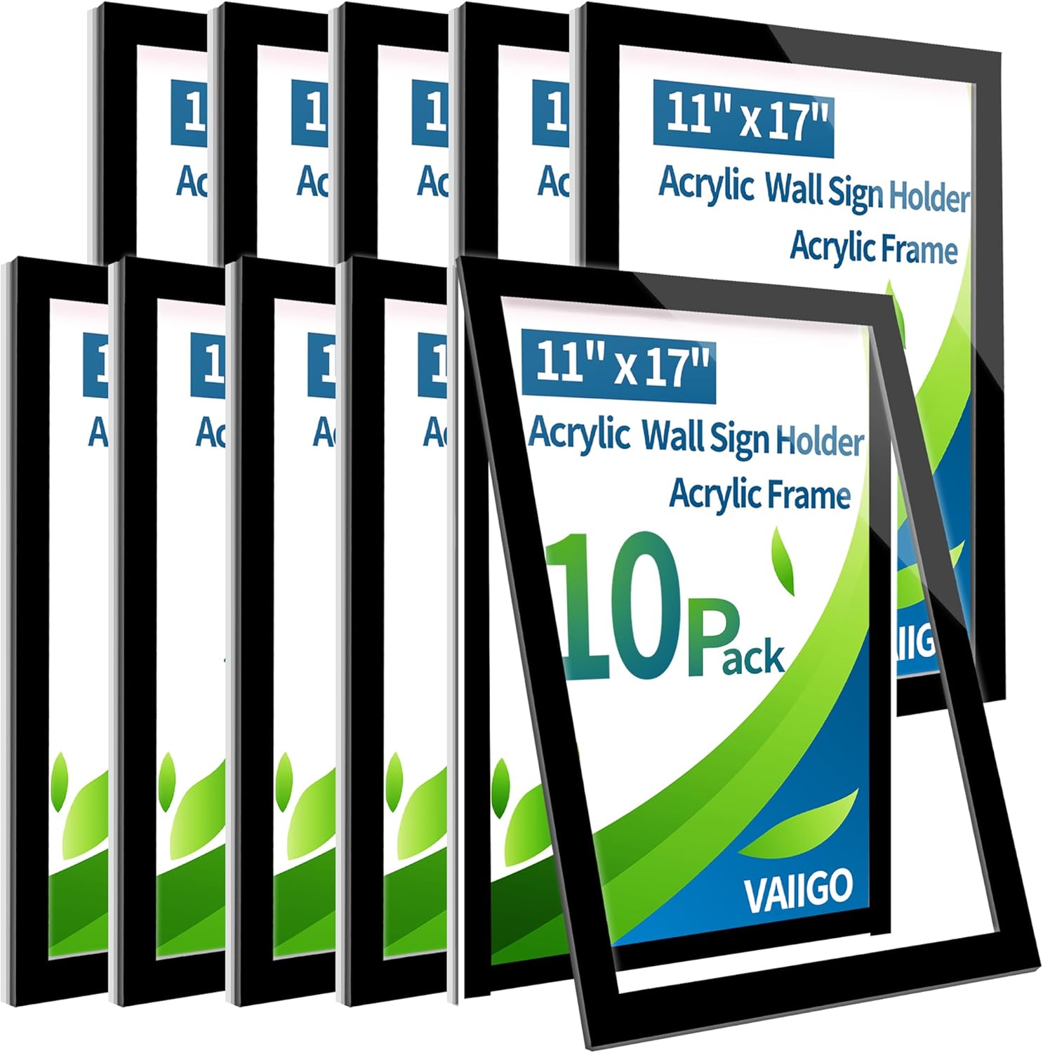 VAIIGO 10 Pack 11 x 17 Acrylic Sign Holder for Wall Mounting