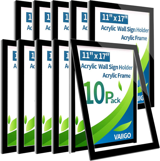 VAIIGO 10 Pack 11 x 17 Acrylic Sign Holder for Wall Mounting