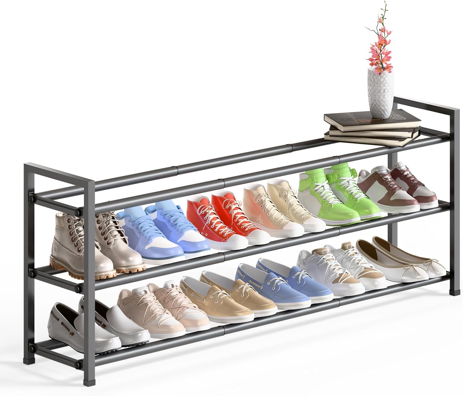 Expandable Shoe Rack for Closet - 3-Tier Adjustable Storage