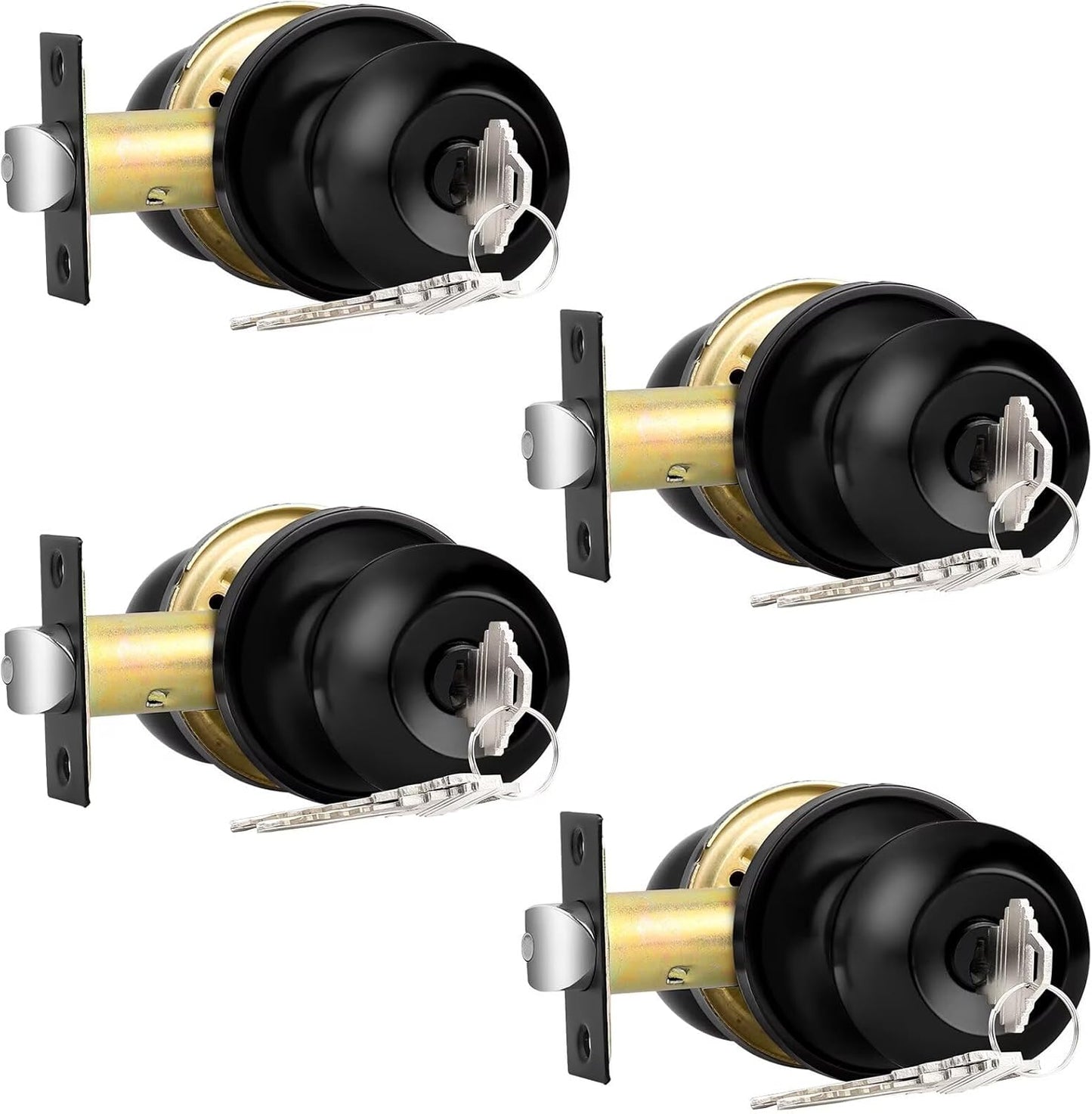 Probrico Flat Black Keyed Alike Entry Door Knobs for Security
