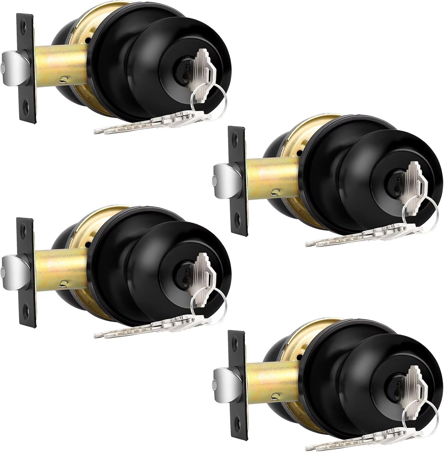Probrico Flat Black Keyed Alike Entry Door Knobs for Security