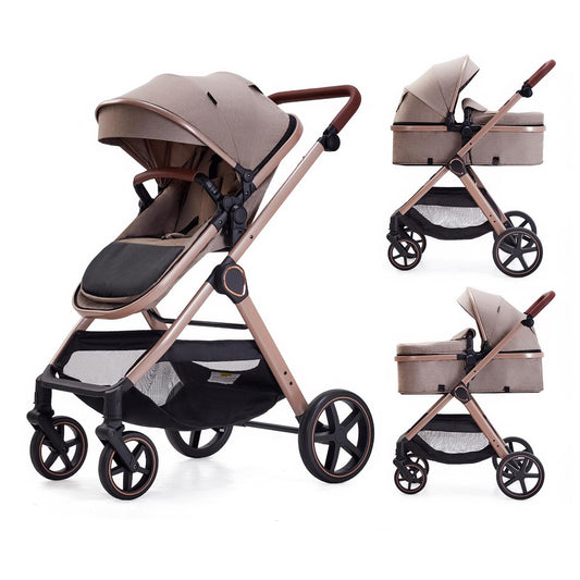2 in 1 Baby Stroller for Newborns and Toddlers - Beige Pram