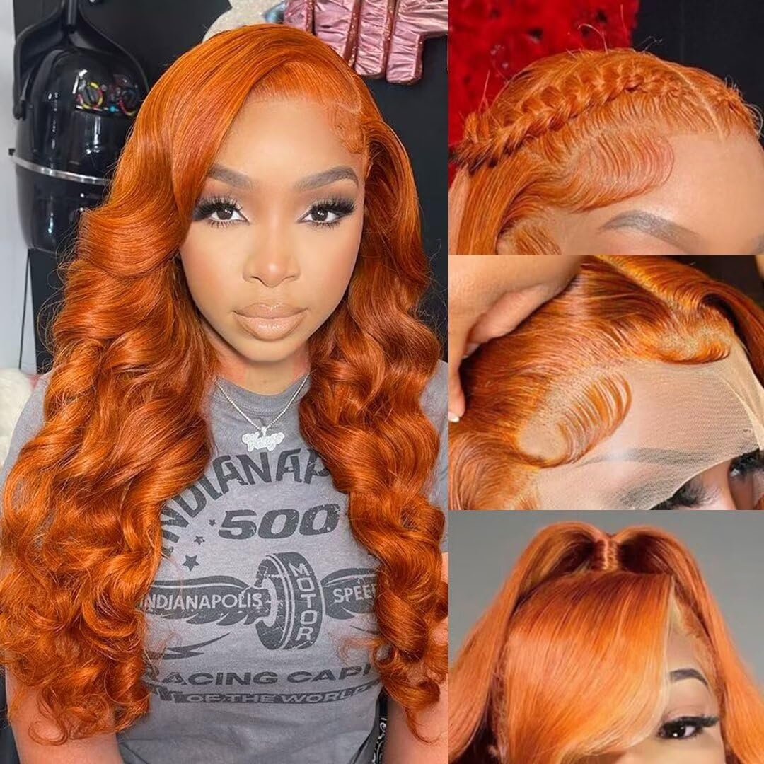 Ginger Wig Lace Front Human Hair 24 inch Body Wave Wigs
