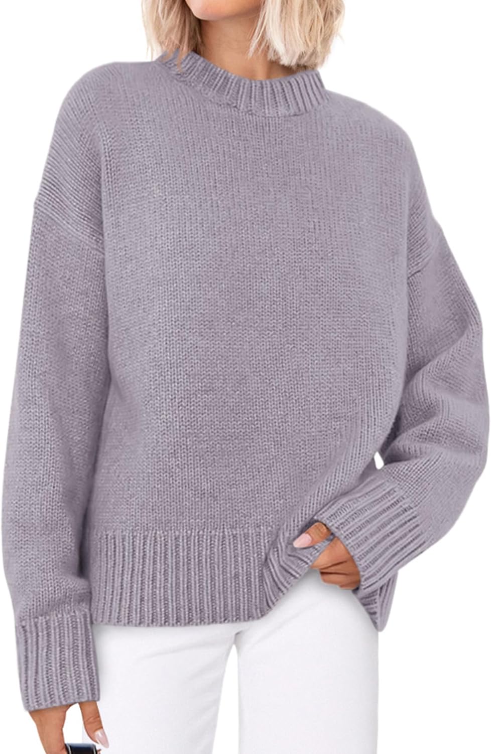 Trendy Casual Crewneck Long Sleeve Cozy Knit Pullover Sweater
