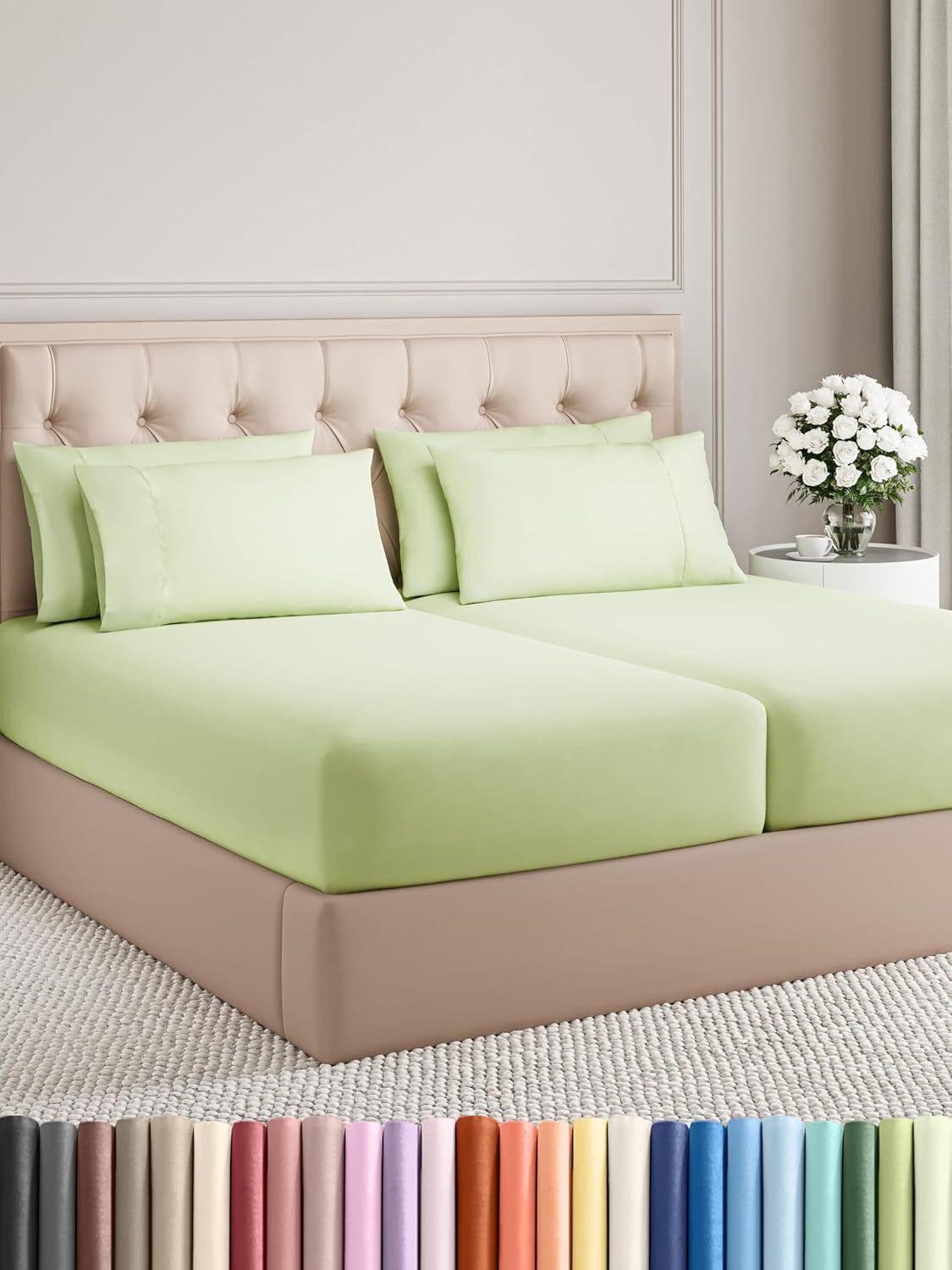 Split King 7 Piece Sheet Set - Cooling Luxury Bedding for Comfort