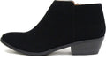 Women's Faux Suede Round Toe Western Ankle Bootie - Stacked Heel