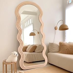 ABSWHLM Arched Full Length Mirror with Chic Wavy Design