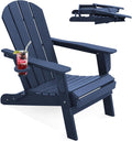 LOUNZY Folding Adirondack Chair Navy - Comfortable, Foldable Patio