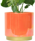 Gepege Peach 9.6 in Ceramic Indoor Plant Pot - Rainbow Pearl Glaze