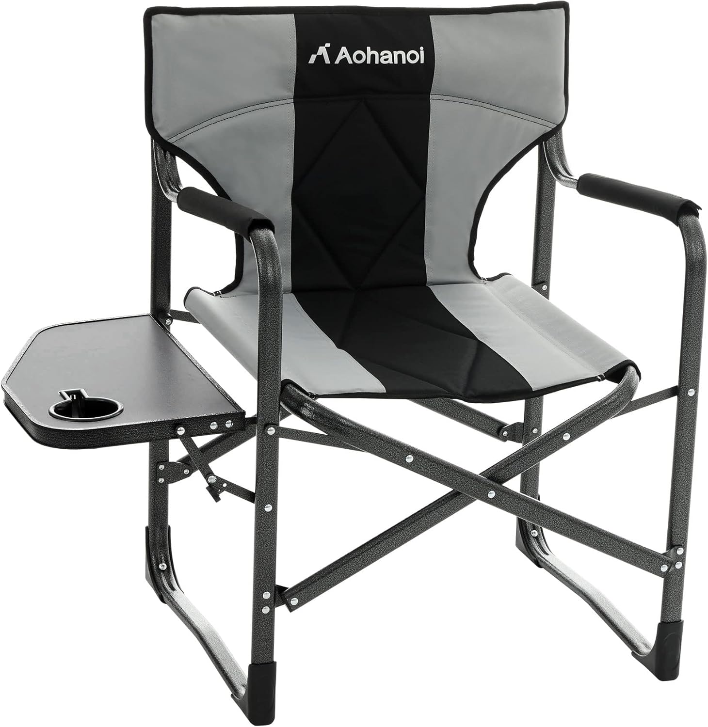 Foldable Camp Chair for Heavy People, Side Table, 350lbs Capacity