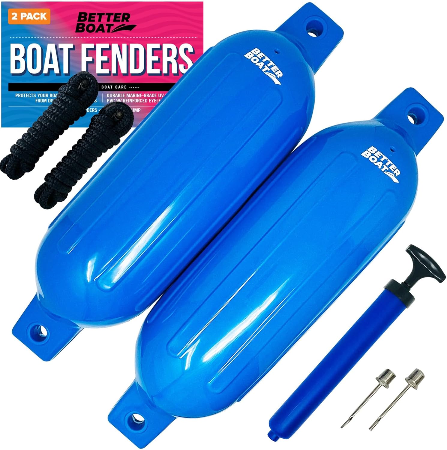 Inflatable Dock Bumpers 2 Pack Boat Fenders with Pump Set
