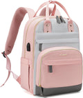 Laptop Backpack for Women Grey-Pink-Grey - 15.6in Anti-theft Travel