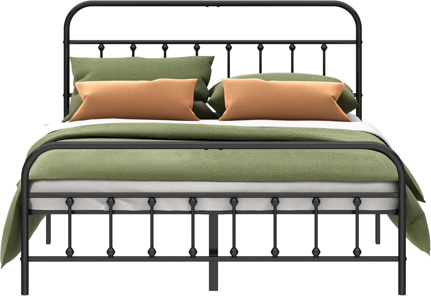 Heavy Duty Steel Slat Supported Queen Bed Frame for Comfort