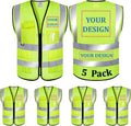 Class 2 High Visibility Yellow Safety Vest with Pockets (5 Pack, M)