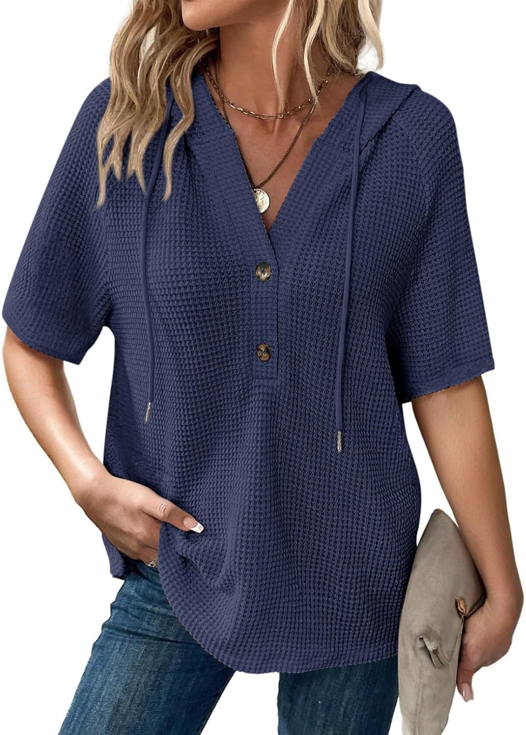Dokotoo Lightweight Waffle Knit Hoodie Shirts