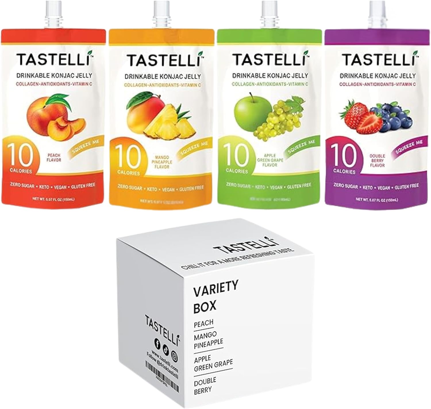 Tastelli Konjac Jelly with Collagen, Vitamin C, and Antioxidants