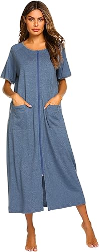 Ekouaer Women Robes Zipper Front Short Sleeve Housecoat Review
