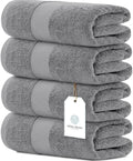 White Classic 27x54 Light Grey Bath Towels Set of 4 - 700 GSM Plush