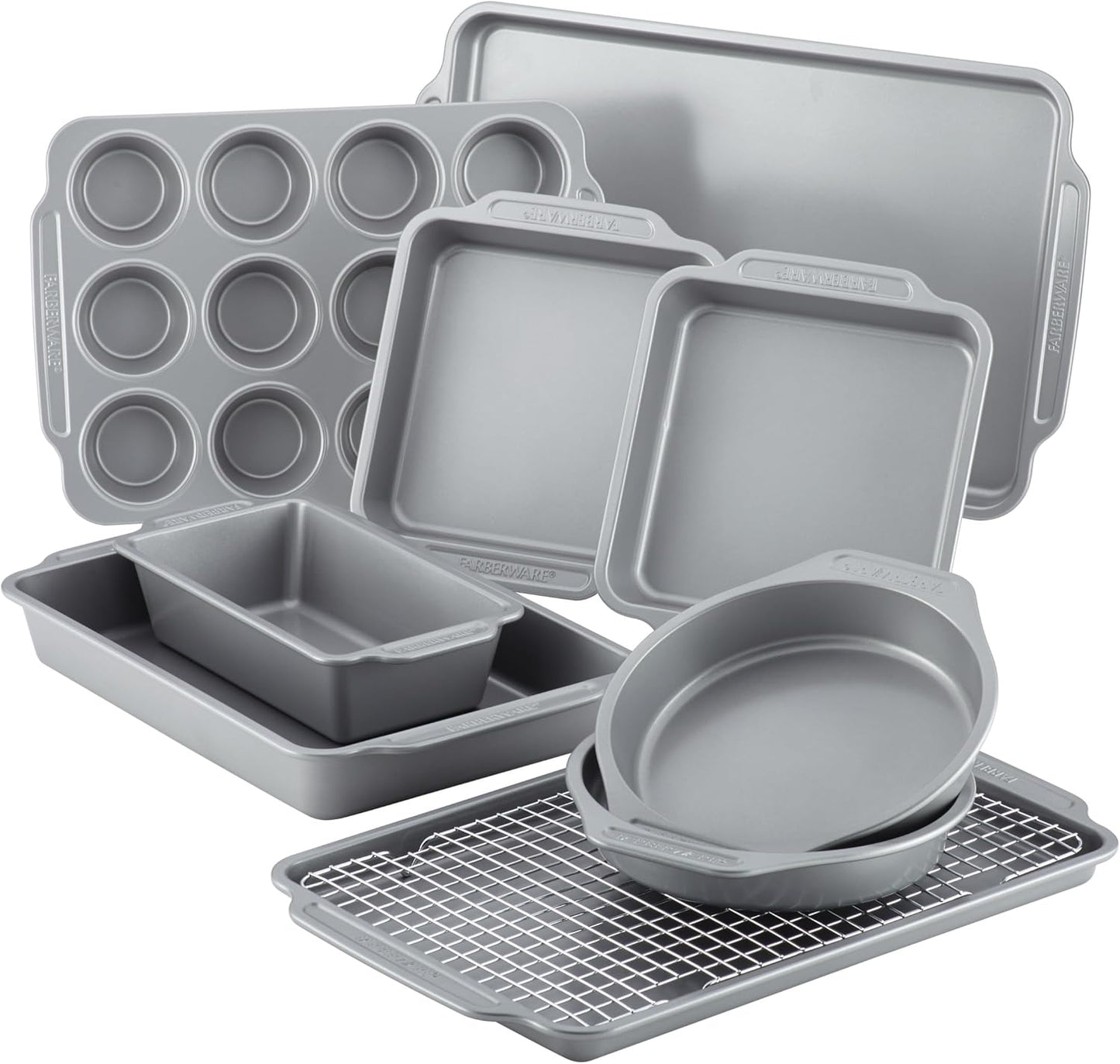 Farberware Nonstick Steel Bakeware Set with Cooling Rack and More