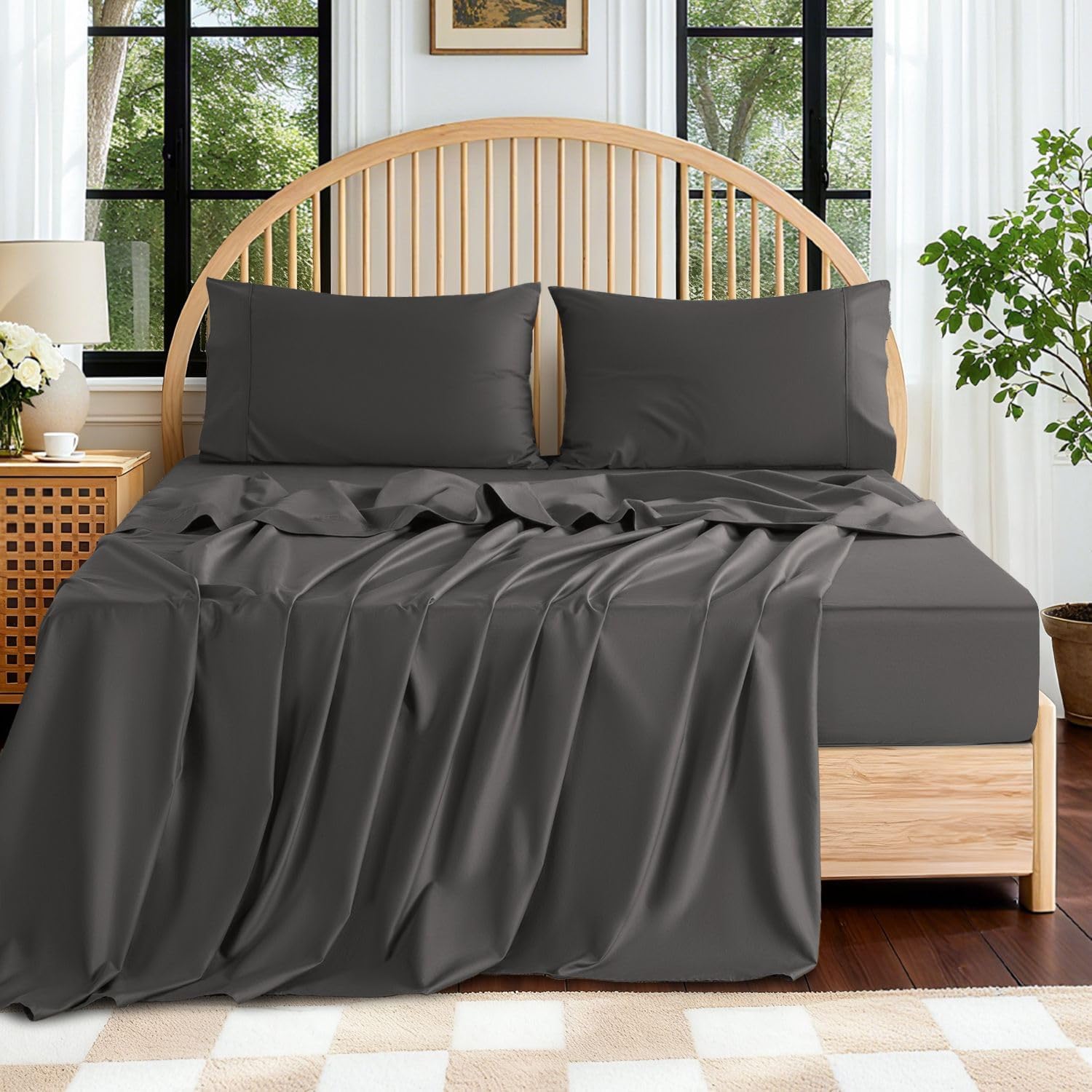 Luxury 100% Egyptian Cotton Queen Sheets Set for Ultimate Comfort
