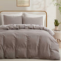 100% Cotton Duvet Cover King Size - Linen-Like Mauve Brown