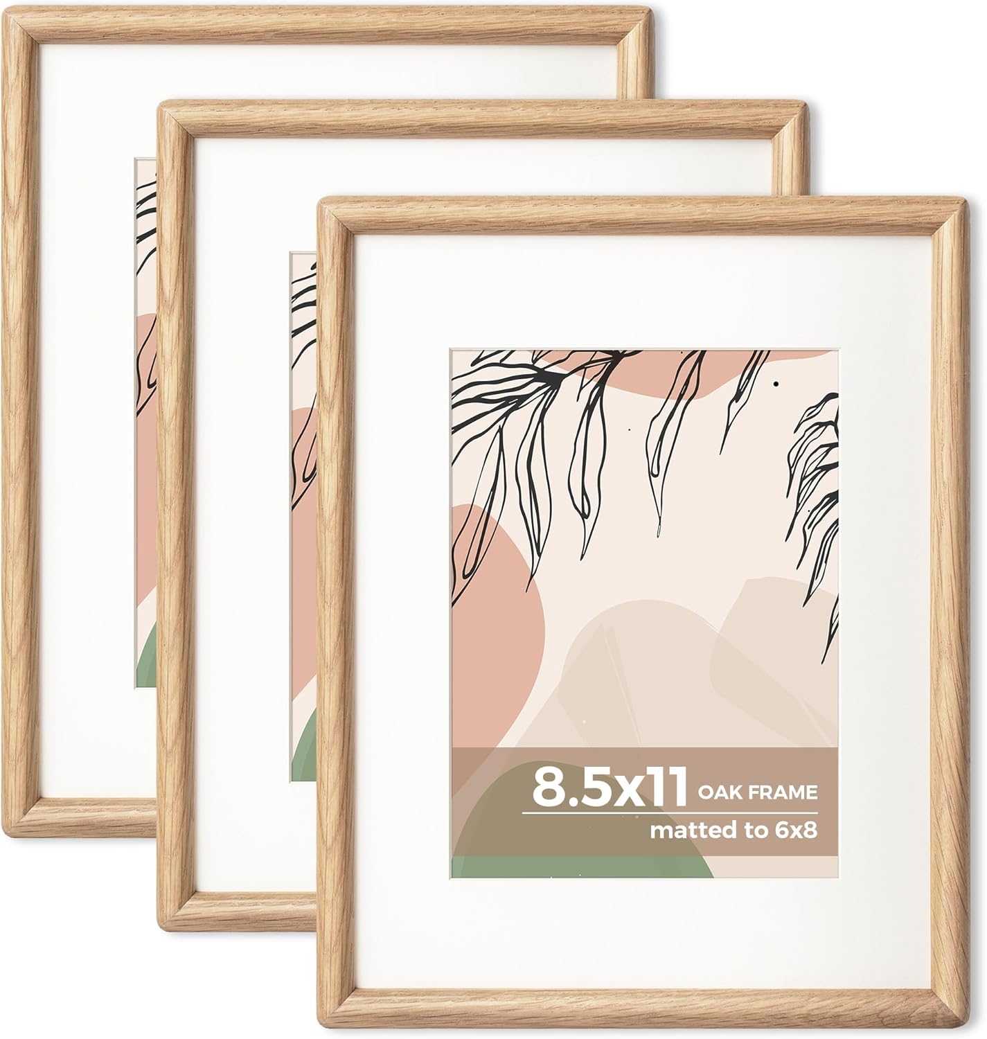 Axeman 8.5 x 11 Picture Frame Set of 3 - Solid Oak Quality