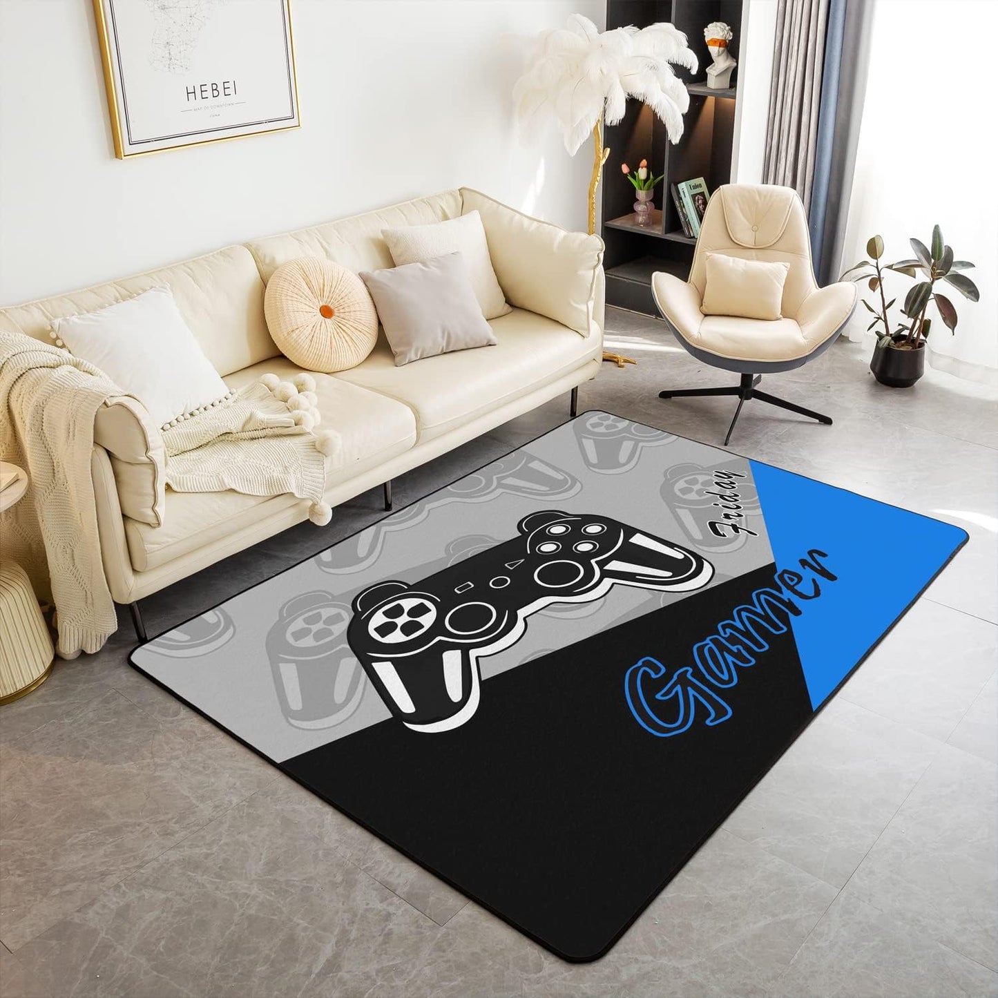 Game On! Gamer Area Rug 4x5 - Game Room Decor
