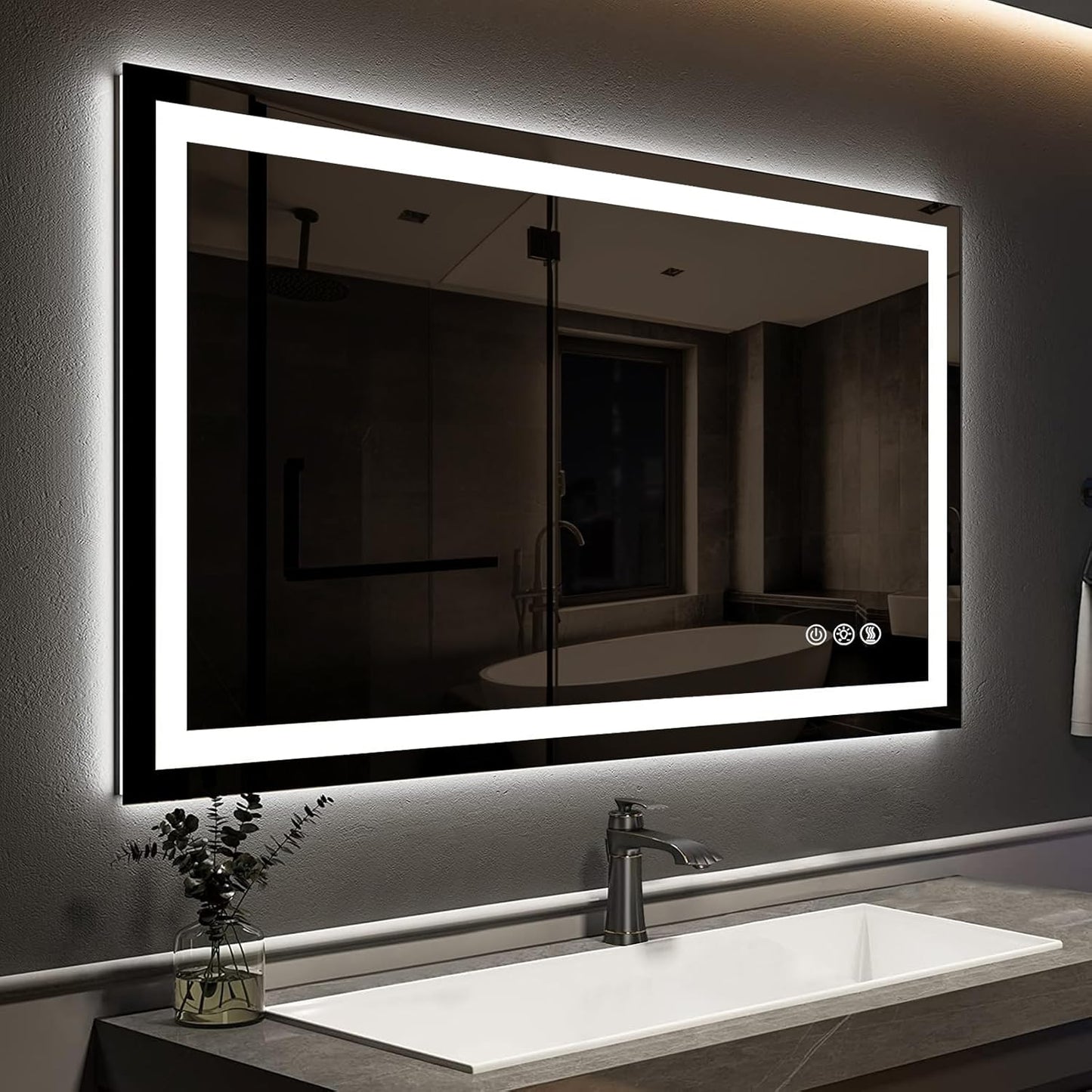 ROOMTEC 42x30 Inch Led Mirror: Backlit, Anti-Fog & Dimmable