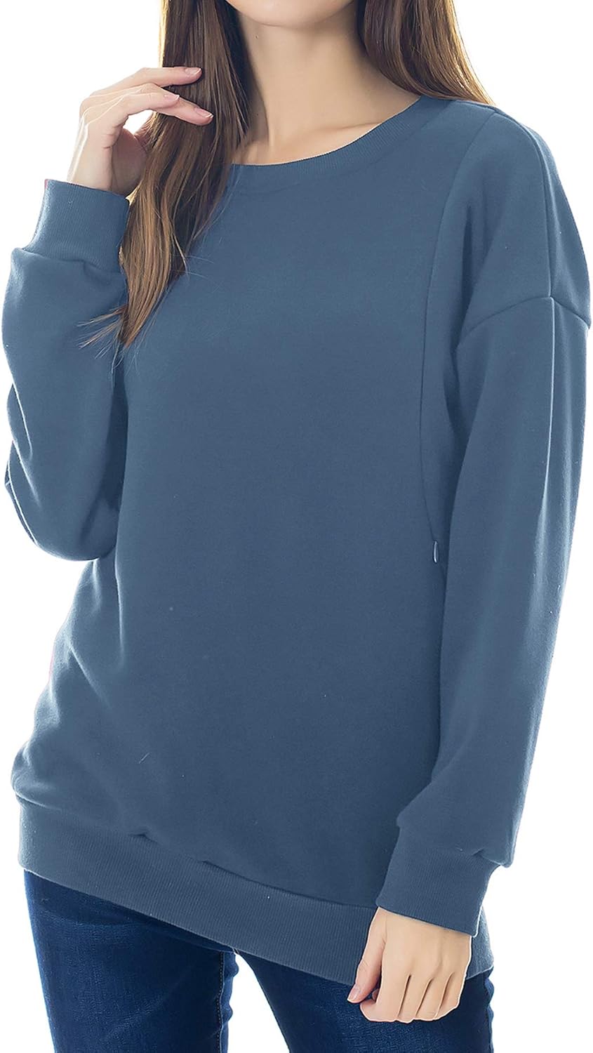 Smallshow Fleece Maternity Nursing Sweatshirt for Stylish Moms