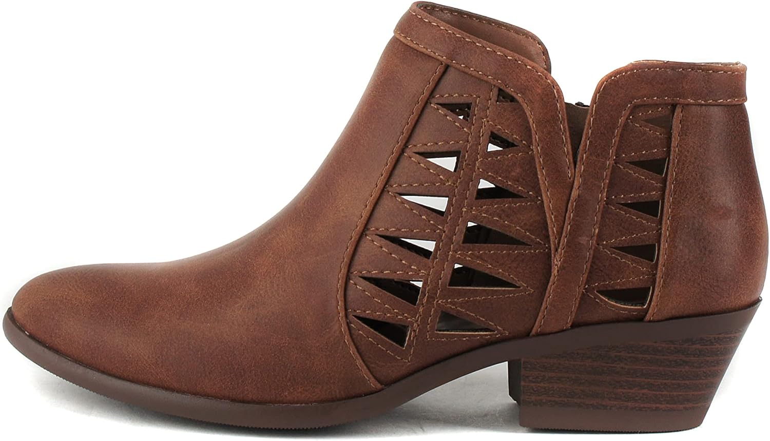 Soda CHANCE Womens Perforated Cut Out Block Heel Ankle Booties
