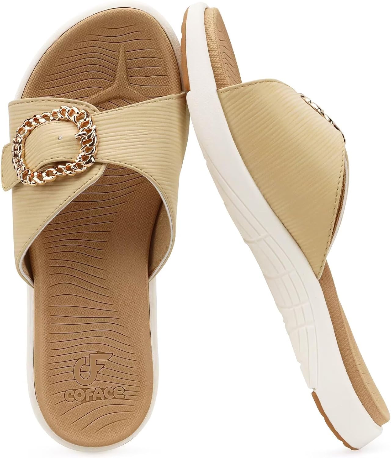 Womens Dressy Orthotic Slides with Thick Cushion and Support