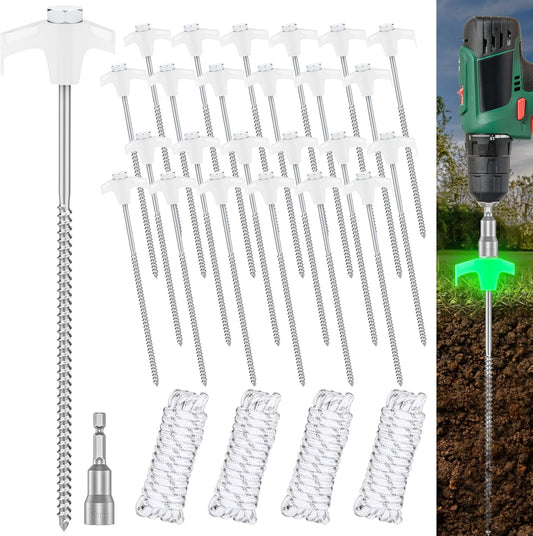 24 Pcs Heavy Duty Metal Tent Stakes Set - Secure Your Inflatables!