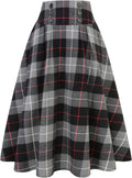 Plaid Skirt for Womens High Waist Aline Pleated Midi Skirts Shoes