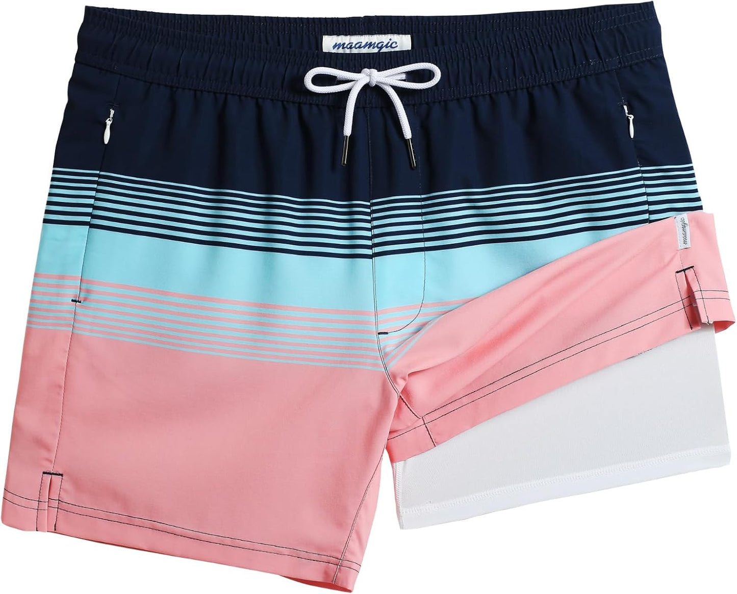 maamgic Mens Swim Trunks with Compression Liner for Comfort