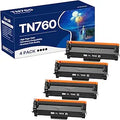 TN760 Toner Cartridge Replacement for Brother TN-760 - 4 Black Pack