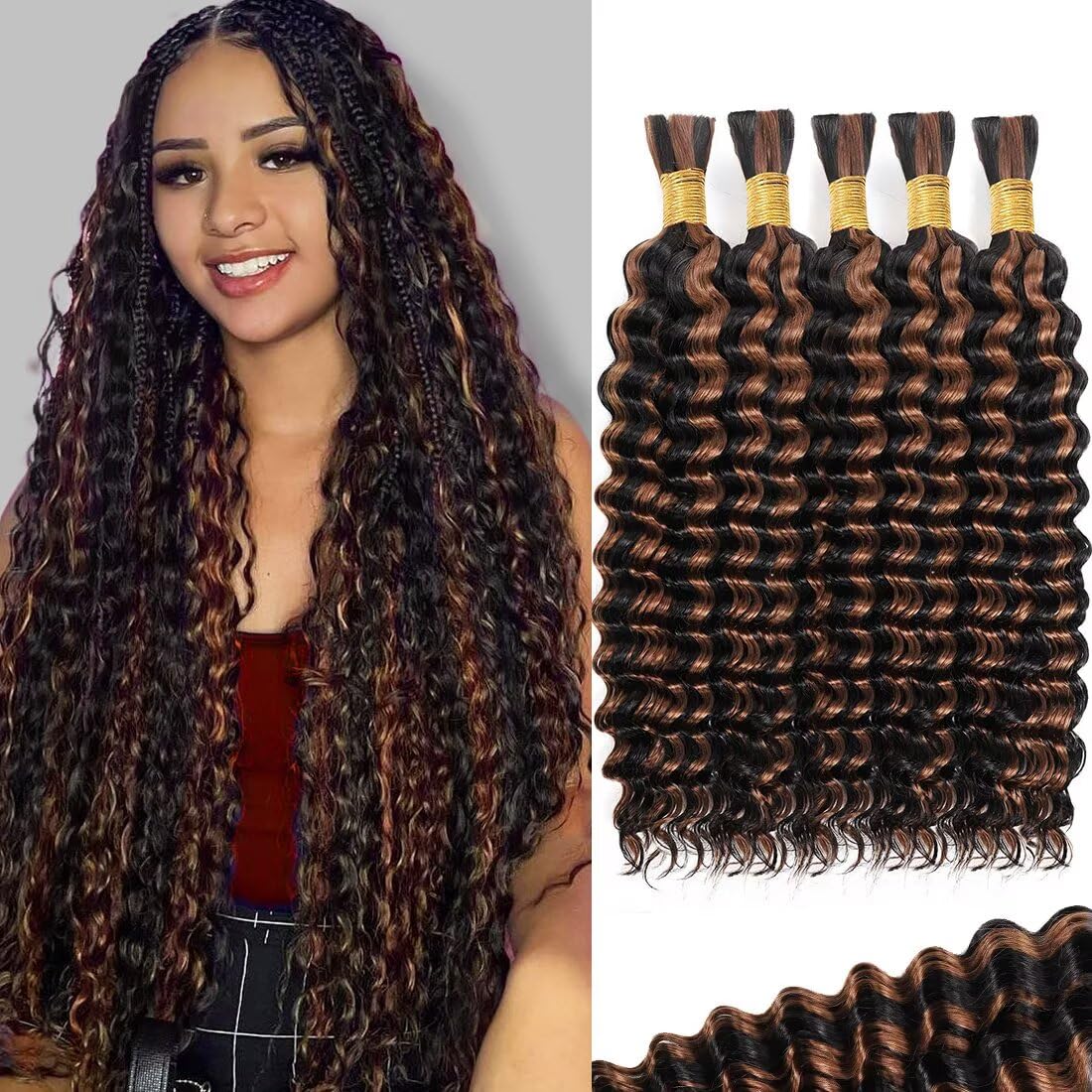 Ombre Brown Human Braiding Hair for Stunning Boho Styles