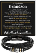 To My Grandson Leather Bracelet - Meaningful Engraved Gift