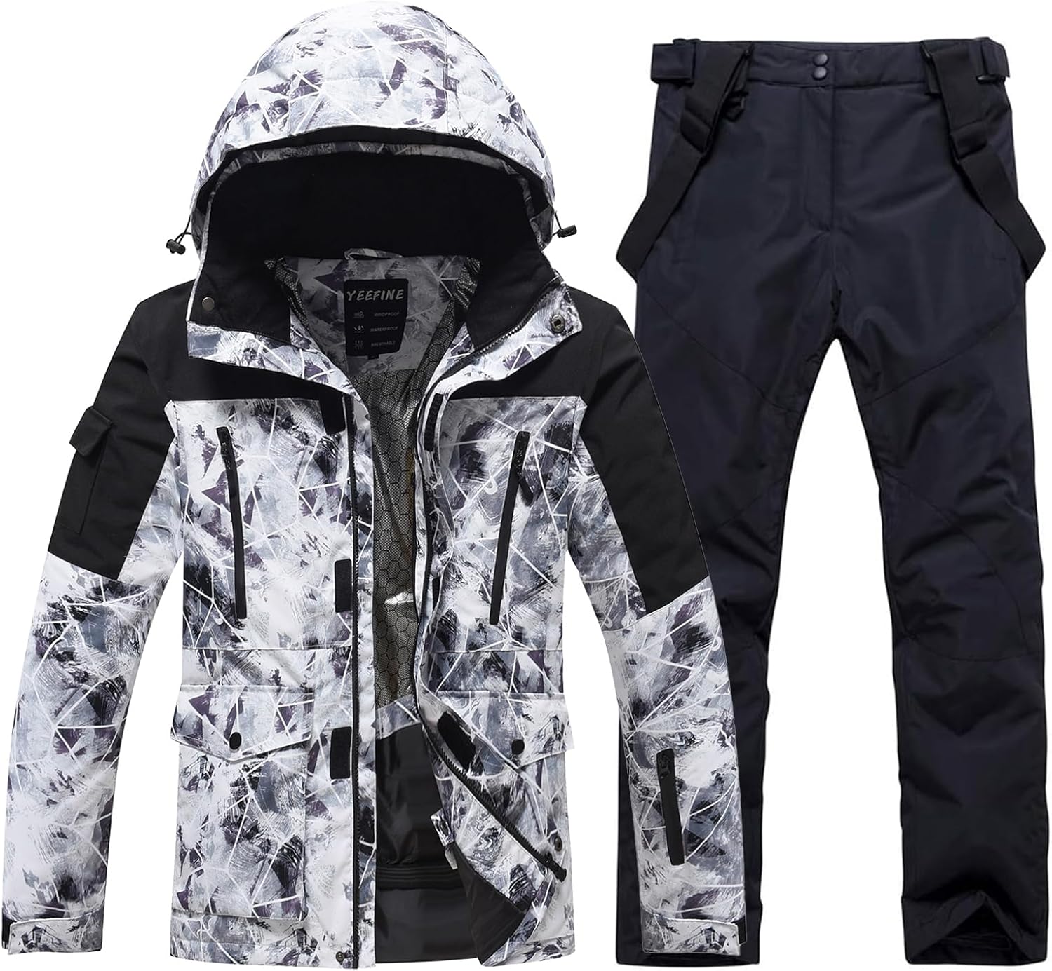 Men's Ski Suit Waterproof Snowboard Jacket and Pants Set