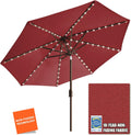 EliteShade 9ft Non-Fading Solar Market Umbrella - 80 LED Lights