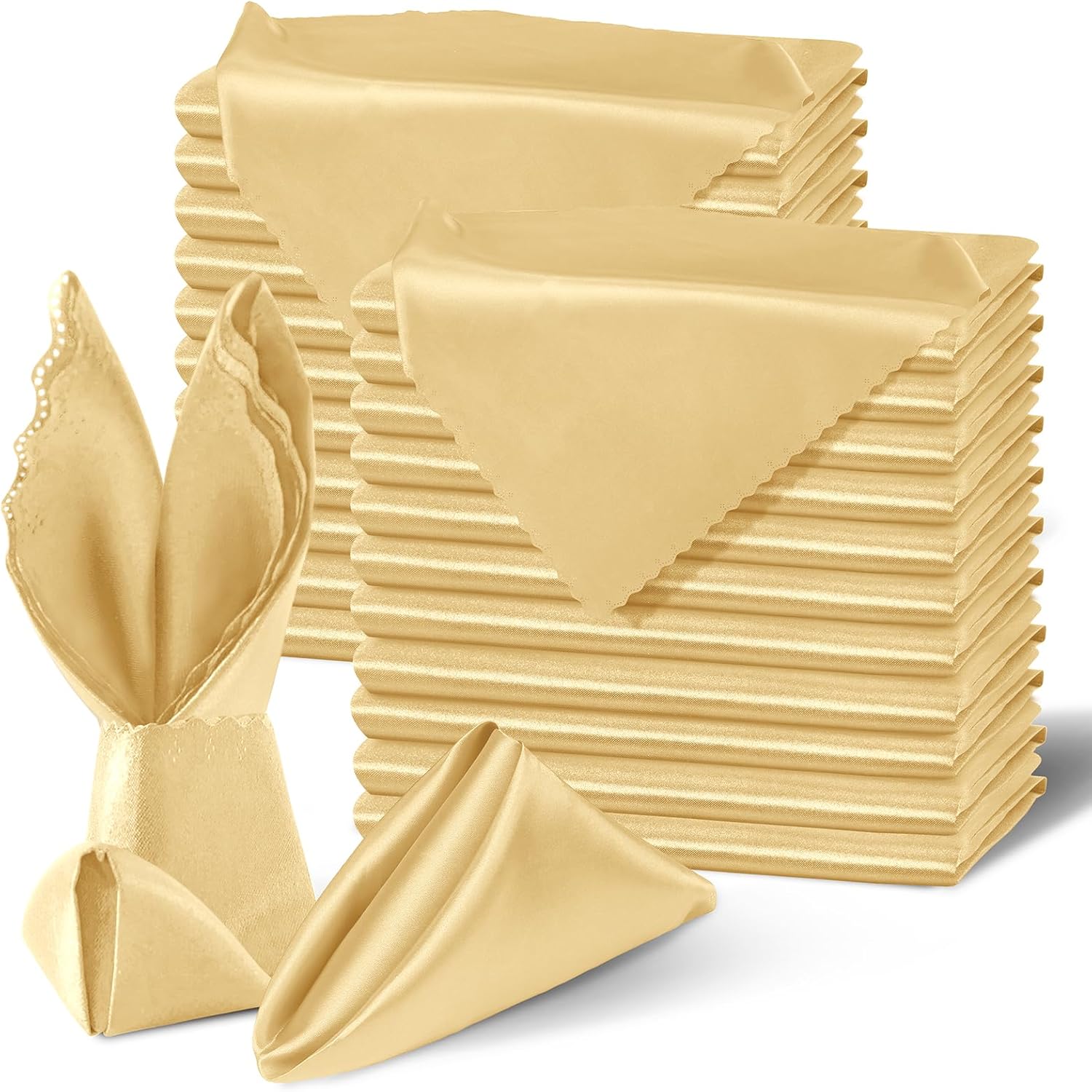 Luxurious Gold Satin Dinner Napkins for Elegant Events