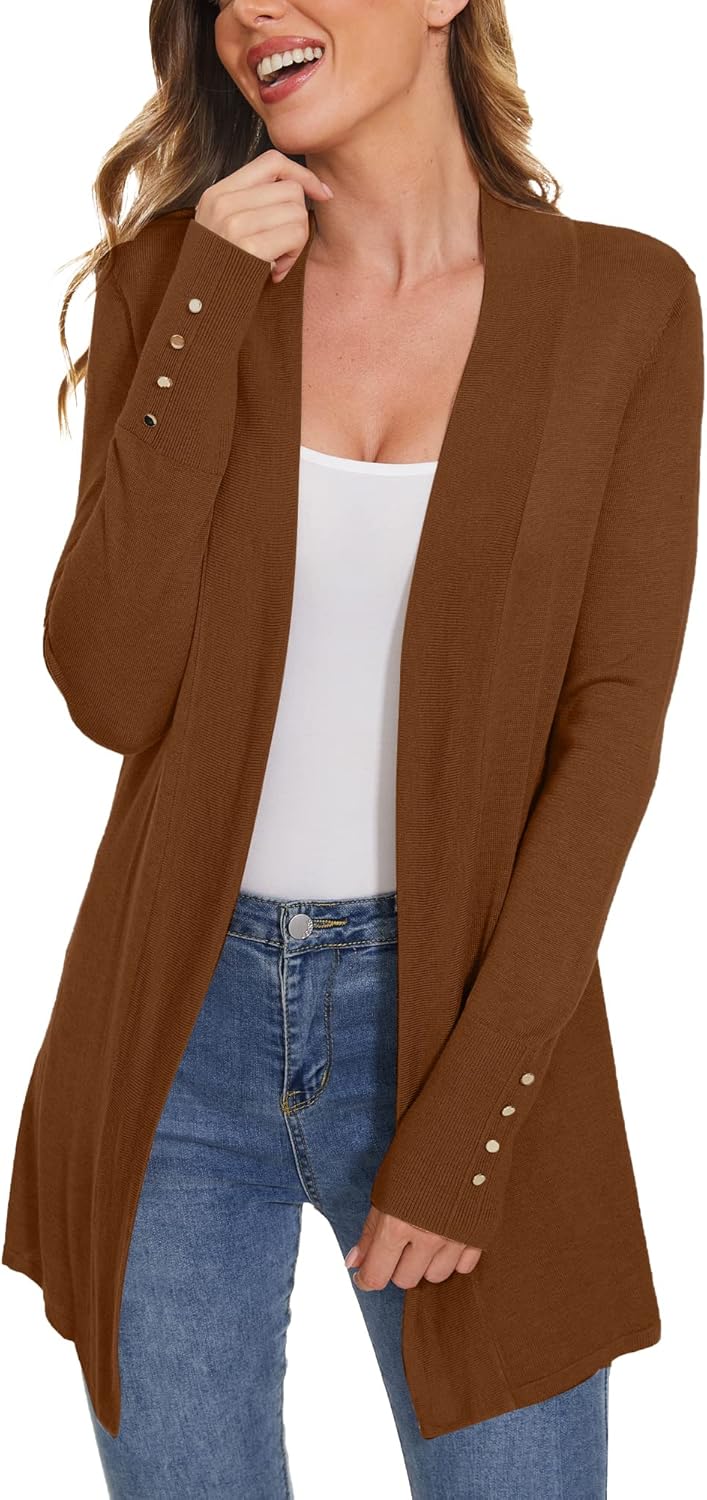 Stylish Long Sleeve Open Front Knit Cardigan for Women